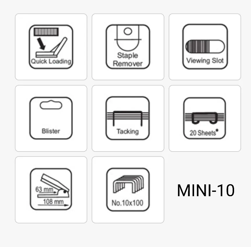 Kangaro MINI-10 Stapler With 4 Packets of Staple Pin No 10-1M Quick Loading Capacity Combo Pack